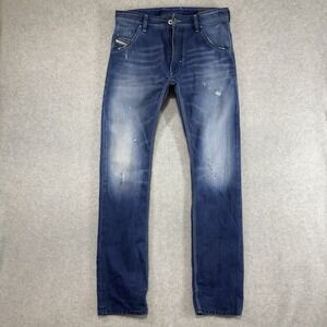 Diesel Krooley Jeans Men 28x32 Blue Slim Carrot Blue Eyecons Edition Italy 0811P